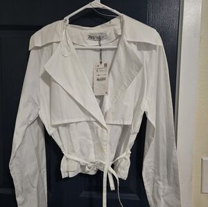 Zara white styled shirt size small new